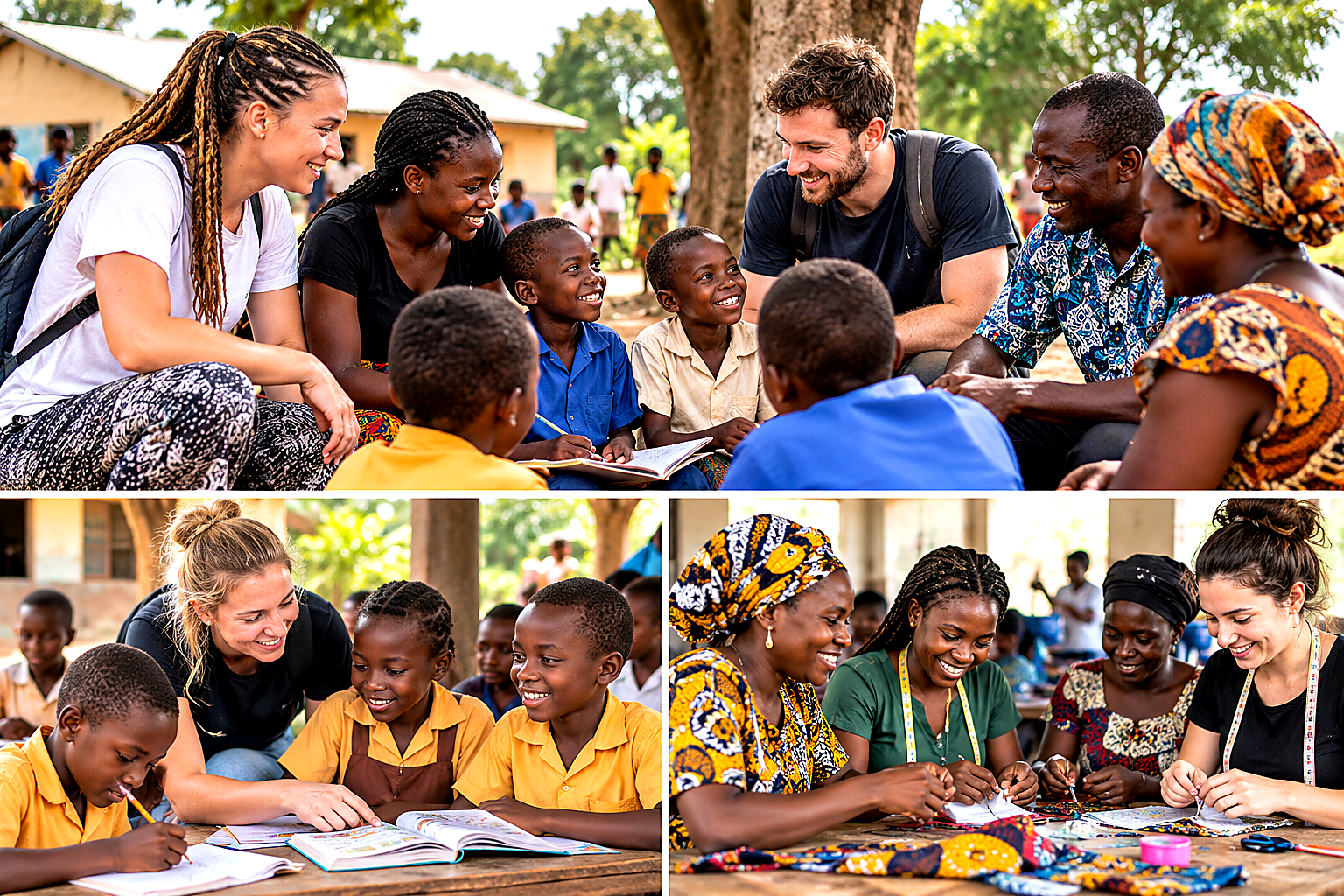 Volunteers working with children and communities